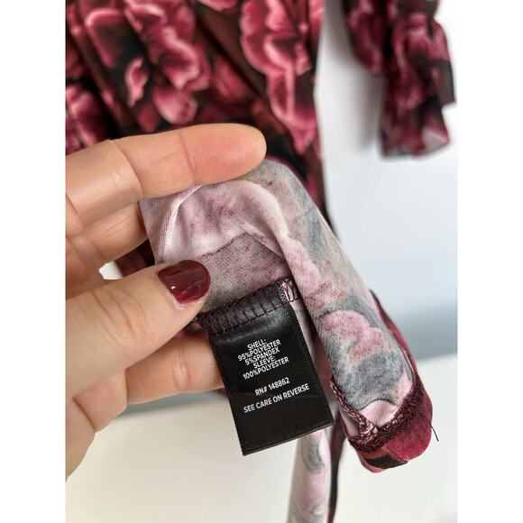 Torrid Babydoll Floral Dress Rose Print Sheer Long Sleeve Sz 2 Whimsigoth Fairy - Picture 5 of 10